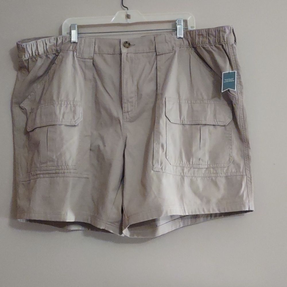 New‎ Croft & Barrow Men's Size 50 Khaki Cargo Shorts Elastic Sides